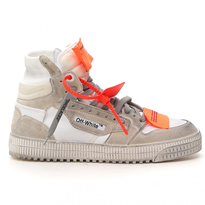OFF-WHITE（オフホワイト） OFF-WHITE white leather hi top sneakers画像