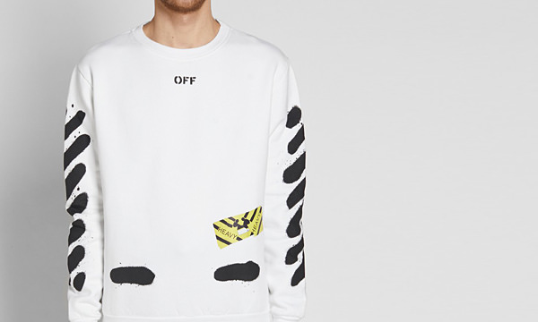 柄デザイン無地ワンポイントOff White 20ss hands logo sweat